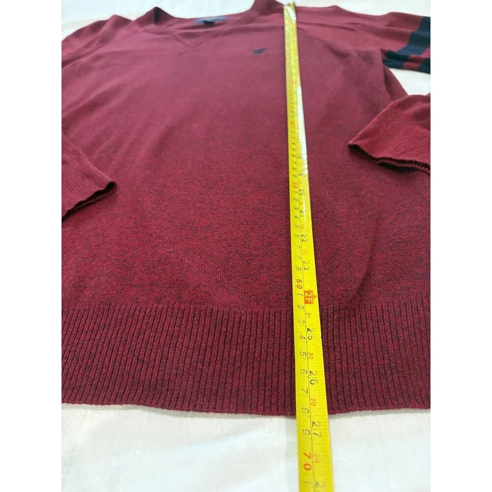 American Eagle Outfitters Sweater Mens Small Burgundy Cotton Crew Neck Logo